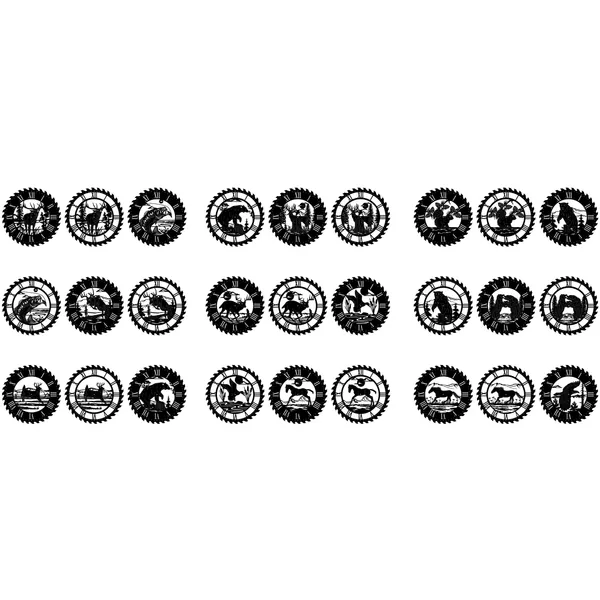 20 Relojes calados de animales — vector para corte láser